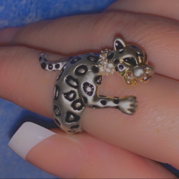 NEW 🐆 Crystal Collar Hugging Pet Leopard Ritzy Boutique Ring various sizes - Picture 10 of 16